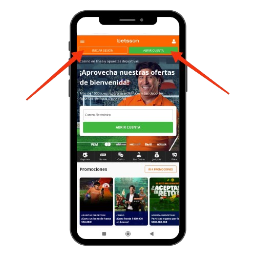 Regístrate o inicia sesión desde la Betsson App