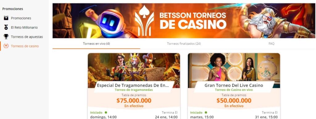 Torneos en Betsson casino online