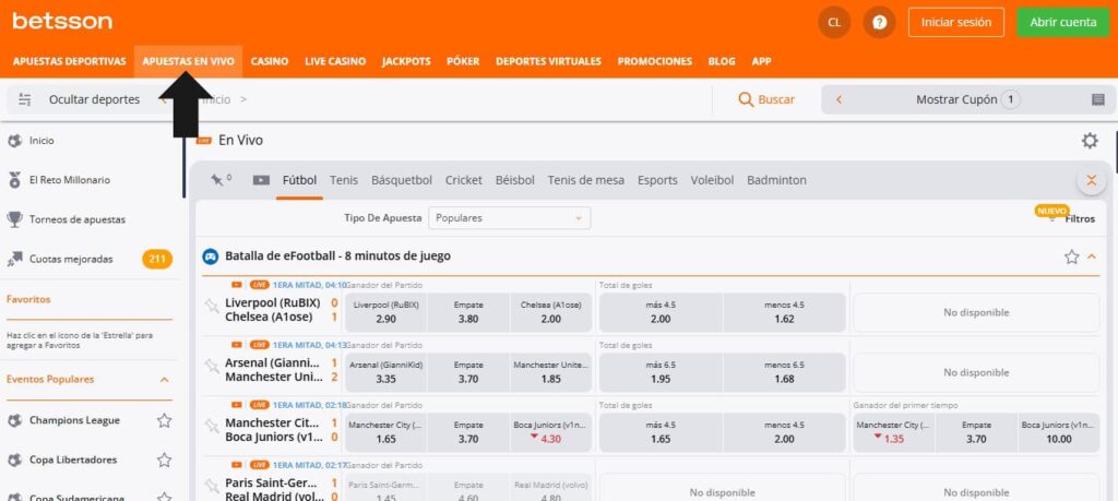 Apuestas en vivo